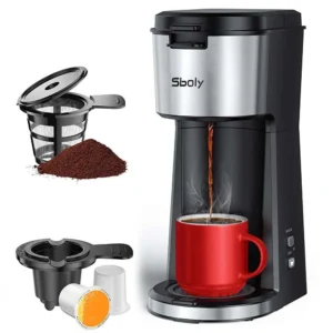 Coffee Maker for K Cup Pod and Ground Coffee Compatibility Fast Heating 40oz Removable Water Reservoir Black for Home Office RV