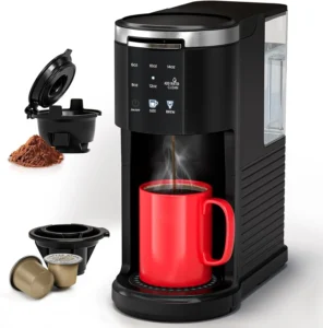 Coffee Maker for K Cup Pod and Ground Coffee Compatibility Fast Heating 40oz Removable Water Reservoir Black for Home Office RV