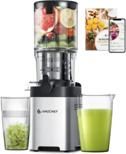 Cold Press Juicer Hicloud 200W Juicer Machines 4 4 Large Feed Chute Electronic 5 Speed Masticating Whole Vegetables Fruits High Juice Yield Maker Bla
