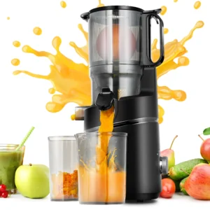 Cold Press Juicer Hicloud 200W Juicer Machines 4 4 Large Feed Chute Electronic 5 Speed Masticating Whole Vegetables Fruits High Juice Yield Maker Bla