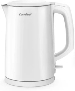 COMFEE Electric Kettle and Tea Kettle 1 5L Double Wall Stainless Steel Interior Lid Spout Fast Boil Auto Off and Boil Dry Protection 1500W
