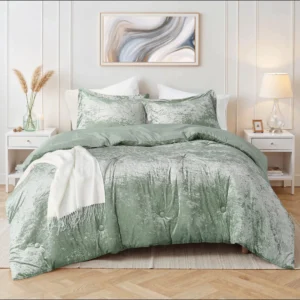 Comfort Spaces Full Queen Cozy Velvet Comforter Sets Luxe 3 Piece Season Alternative Bedding Set Pink Blush Damask Comforter Bed Set Pillow Shams