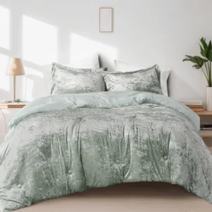 Comfort Spaces Full Queen Cozy Velvet Comforter Sets Luxe 3 Piece Season Alternative Bedding Set Pink Blush Damask Comforter Bed Set Pillow Shams