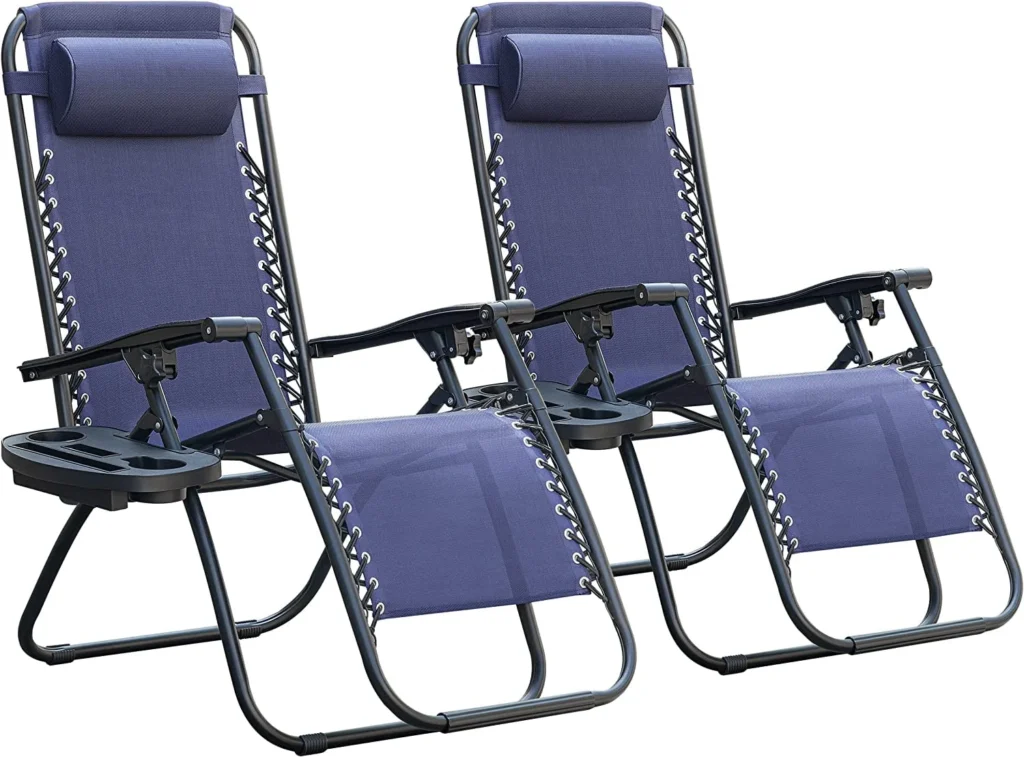 CONCETTA 2 Zero Gravity Lounge Chairs Foldable Reclining Camping for Patio Lawn Beach Black