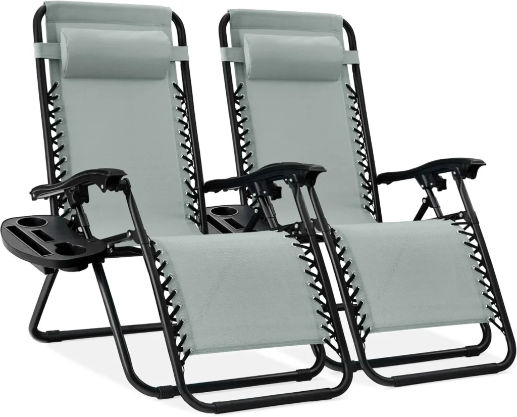 CONCETTA Zero Gravity Lounge Chairs – Foldable Reclining Black Set β alternate angle showing full product