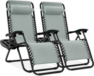 CONCETTA 2 Zero Gravity Lounge Chairs Foldable Reclining Camping for Patio Lawn Beach Black
