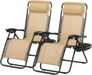 CONCETTA 2 Zero Gravity Lounge Chairs Foldable Reclining Camping for Patio Lawn Beach Black
