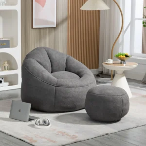 CONCETTA 24 Inch Kids Bean Bag Chair Padded Toddler Bean Bag Sofa with Padded Bean Bag Chair for Boys and Girls Beige