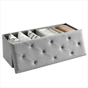 CONCETTA 43 Storage Ottoman Bench Foldable Footrest Stool with High Load Capacity Holds Up to 660 lb Beige