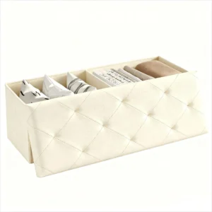 CONCETTA 43 Storage Ottoman Bench Foldable Footrest Stool with High Load Capacity Holds Up to 660 lb Beige