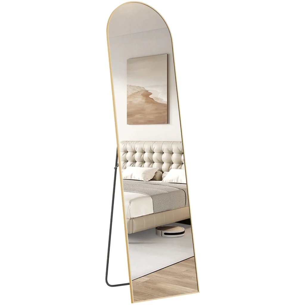 CONCETTA Arched Full Length Mirror 59 x16 Standing Mirror Floor Mirrors Gold — close-up detail of design and finish