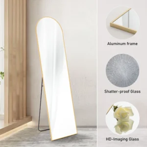 CONCETTA Arched Full Length Mirror 59 x16 Standing Mirror Floor Mirrors Gold