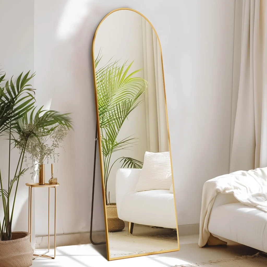 CONCETTA Arched Full Length Mirror 59 x16 Standing Mirror Floor Mirrors Gold