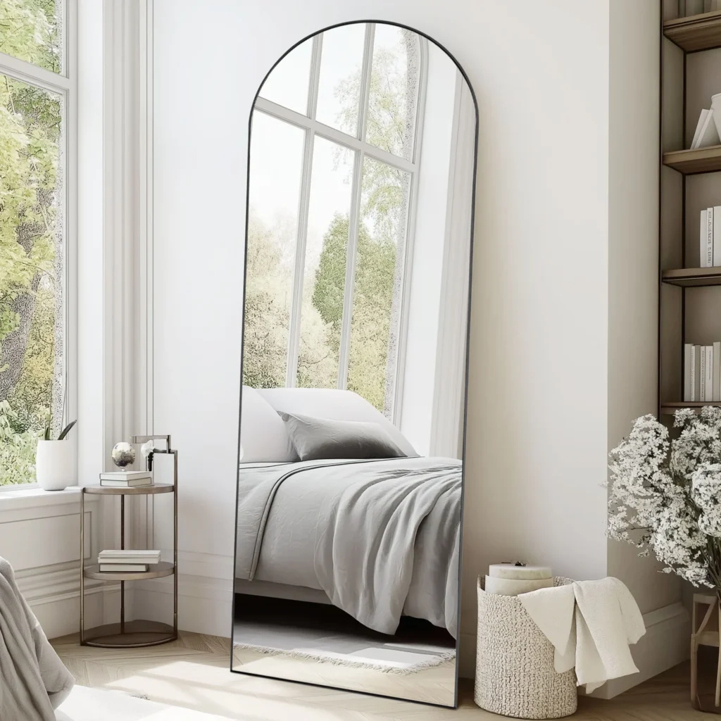 CONCETTA Rectangle Full Length Mirror 64 x21 Standing Mirror Floor Mirror Black — alternate angle showing full product