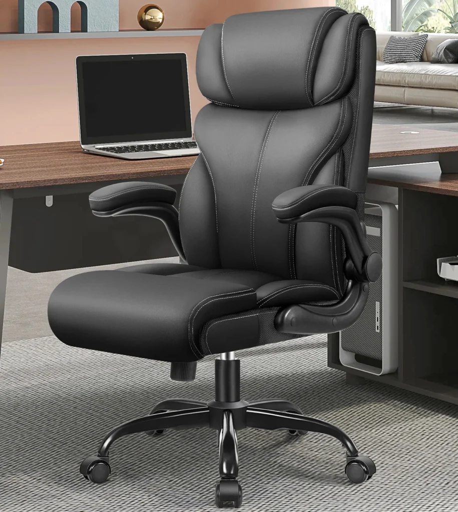 Coolhut Big & Tall 500lb Office Chair – Ergonomic High-Back Leather — alternate angle showing full product