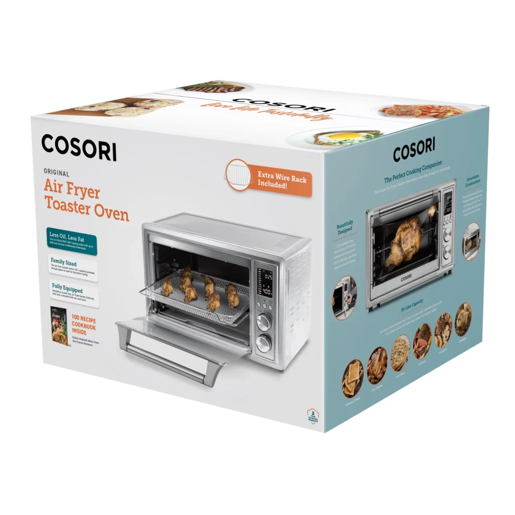 COSORI Smart 32-Quart Air Fryer Toaster Oven – Stainless Steel with Bonus β close-up detail of design and finish