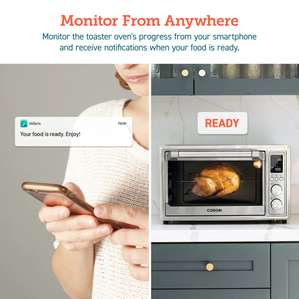 COSORI Smart 32-Quart Air Fryer Toaster Oven – Stainless Steel with Bonus β alternate angle showing full product