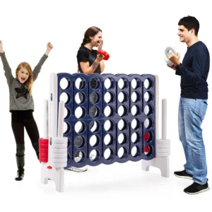 Costway 4 in A Row Giant Game Set w Basketball Hoop for Family Red