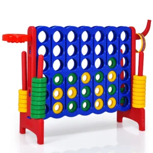 Costway 4 in A Row Giant Game Set w Basketball Hoop for Family Red