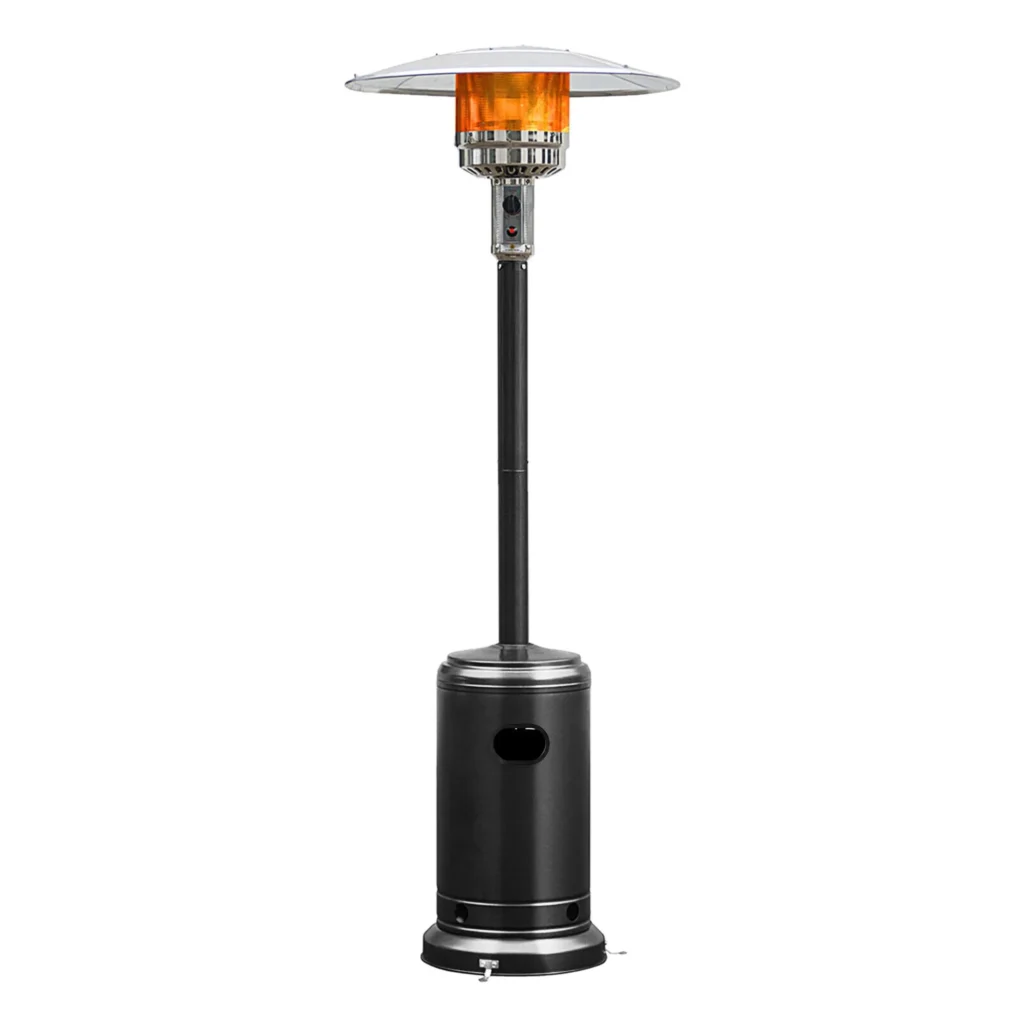 Costway 50000 BTU Propane Patio Heater Standing LP Gas Steel W Wheels Grey — close-up detail of design and finish