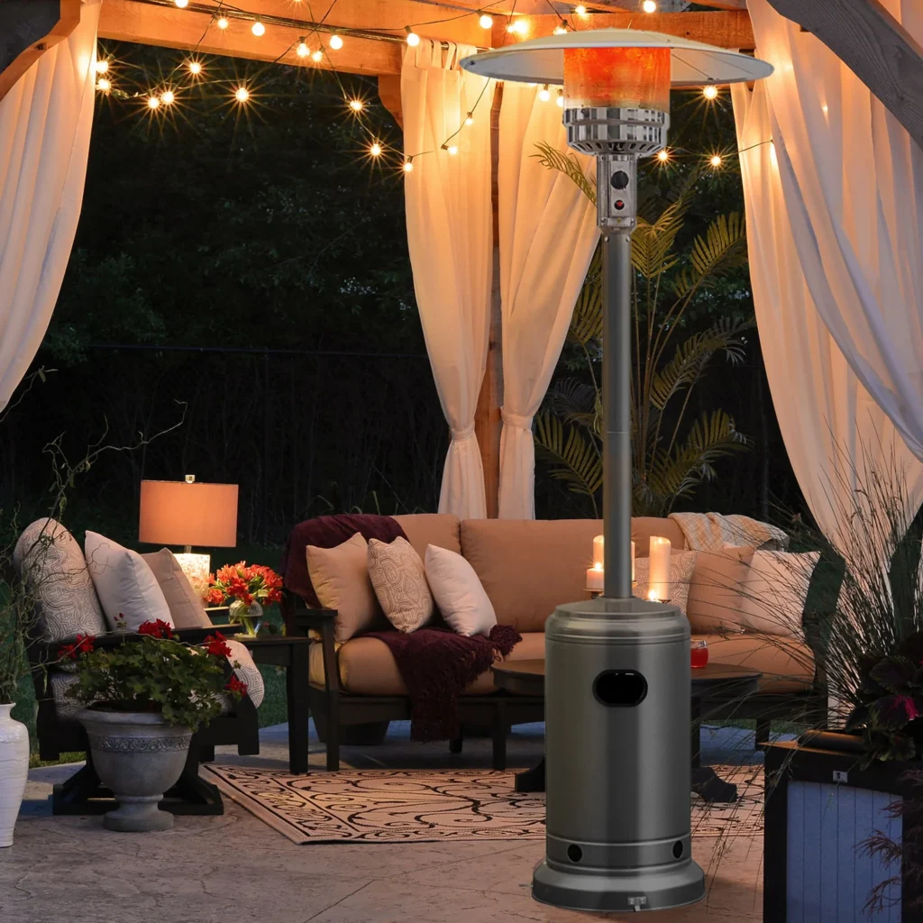 Costway 50000 BTU Propane Patio Heater Standing LP Gas Steel W Wheels Grey