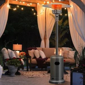 Costway 50000 BTU Propane Patio Heater Standing LP Gas Steel W Wheels Grey