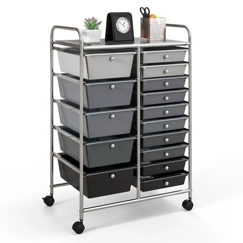 Costway 6-Drawer Rolling Storage Cart – Multi-Color Organizer — alternate angle showing full product