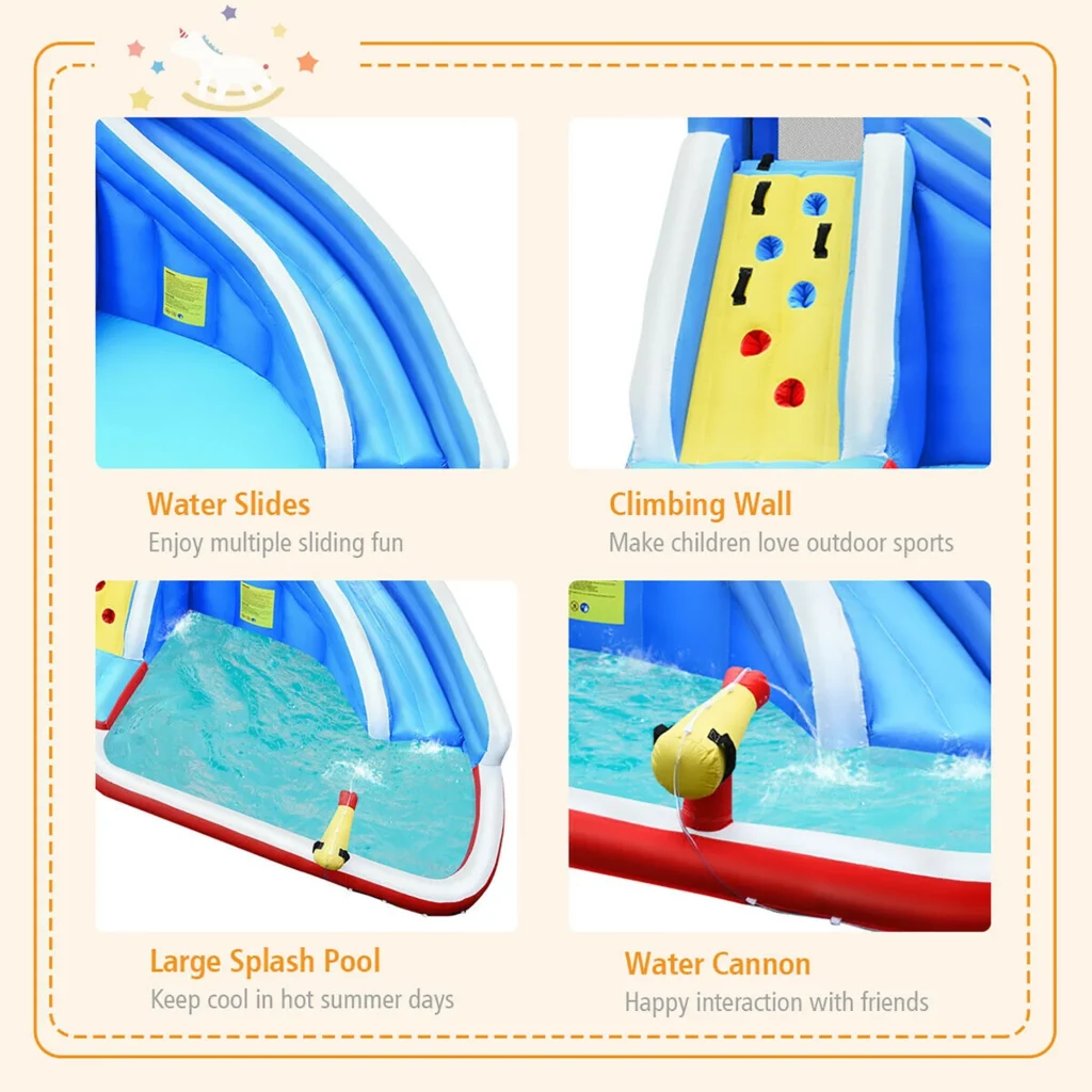 Costway Inflatable Animal Water Slide & Bounce House – Backyard Splash Park Fun — close-up detail of design and finish