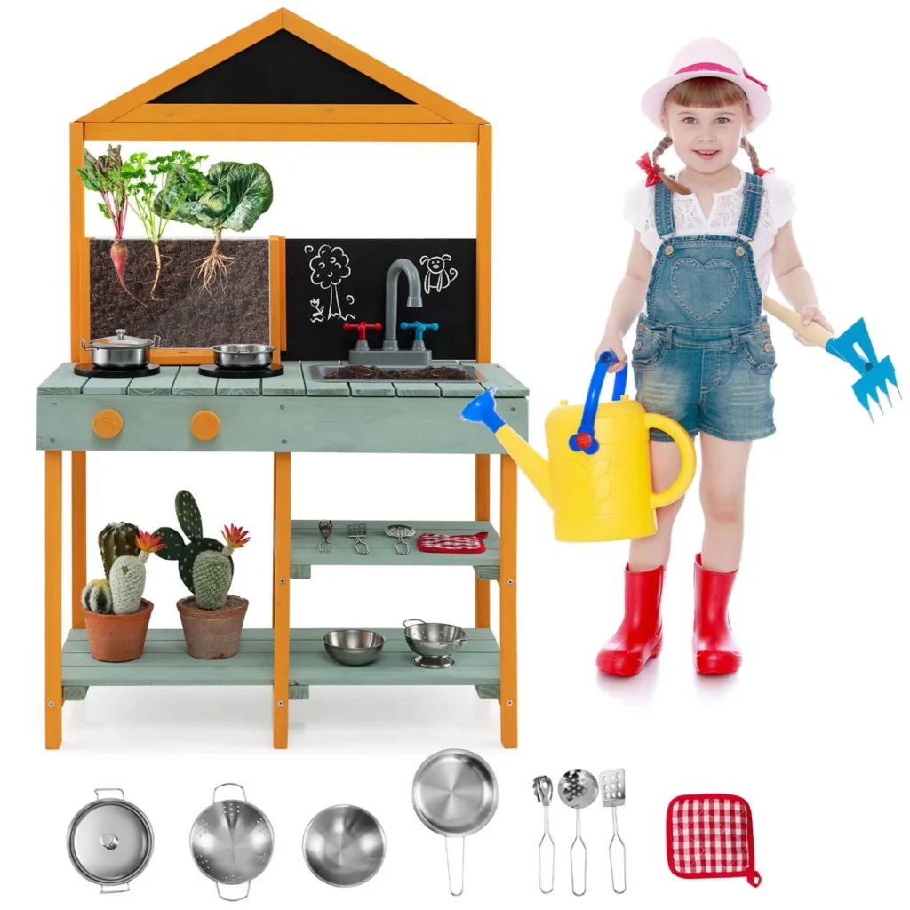 Costway Outdoor Mud Kitchen Playset – Root Viewer & Removable Sink — alternate angle showing full product