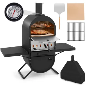 Costway Outdoor Pizza Oven Wood Fire Pizza Maker Grill w Pizza Stone Waterproof Cover
