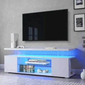 Costway TV Stand for 65 Inch TVs Modern Entertainment Center with Drawer 2 Storage Cabinets