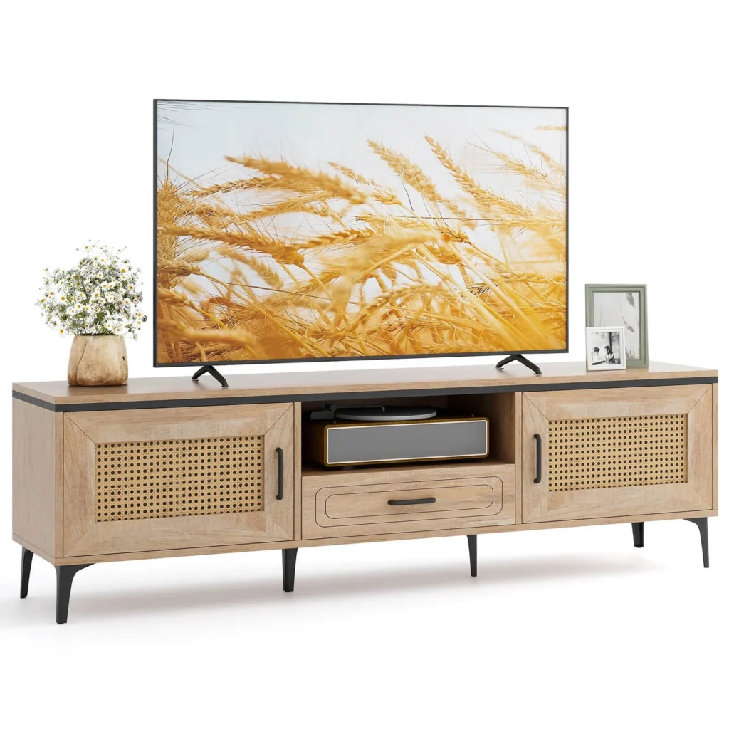 Costway Modern TV Stand for 65-inch TVs – Storage & Style — close-up detail of design and finish