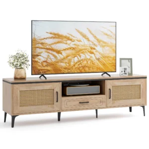Costway TV Stand for 65 Inch TVs Modern Entertainment Center with Drawer 2 Storage Cabinets