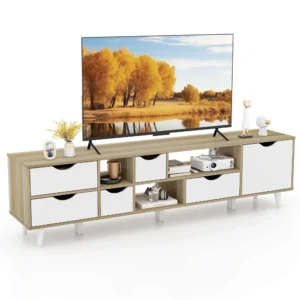 Costway TV Stand for 65 Inch TVs Modern Entertainment Center with Drawer 2 Storage Cabinets
