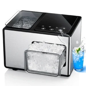 Countertop Nugget Ice Maker Stainless Steel Touch Screen Portable Compact Chewable Machine Produces Up 44lb Per Day
