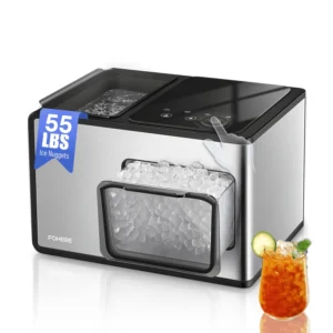 Countertop Nugget Ice Maker Stainless Steel Touch Screen Portable Compact Chewable Machine Produces Up 44lb Per Day