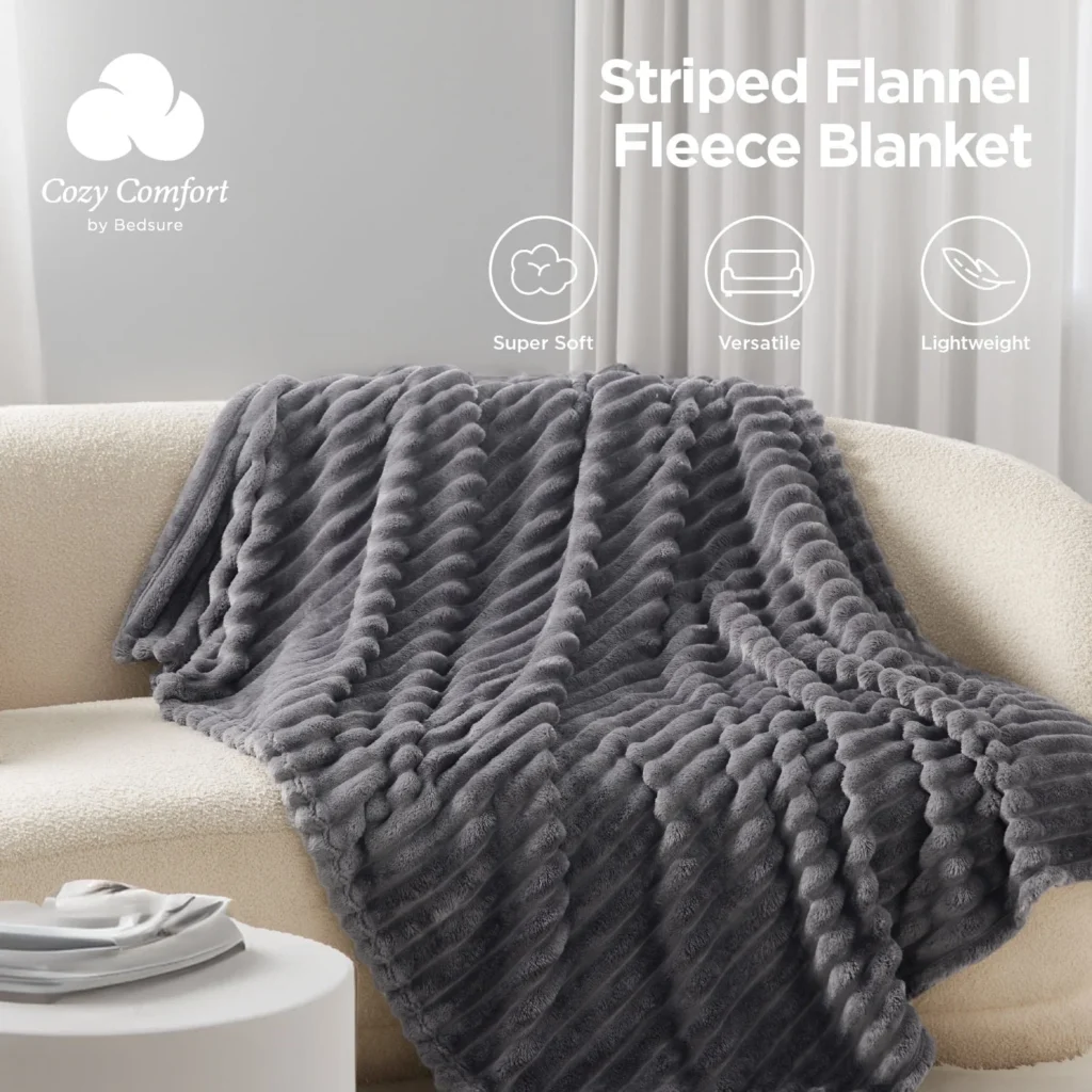 Cozy Comfort Grey Fleece Throw Blanket for Couch Super Soft Cozy Blankets for Women Girls 50×60 inches