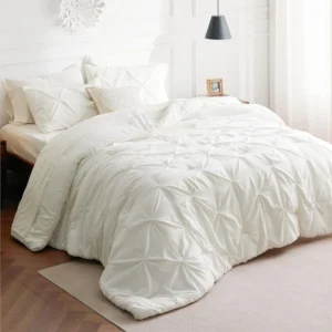 Cozy Comfort Twin Comforter Set with Sheets 5 Pieces Bedding Sets Pinch Pleat Ivory Twin Bed in a Bag with Comforter Sheets Pillowcase Sham