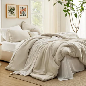 Cozy Comfort Twin Comforter Set with Sheets 5 Pieces Bedding Sets Pinch Pleat Ivory Twin Bed in a Bag with Comforter Sheets Pillowcase Sham