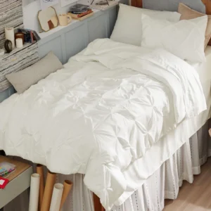 Cozy Comfort Twin Comforter Set with Sheets 5 Pieces Bedding Sets Pinch Pleat Ivory Twin Bed in a Bag with Comforter Sheets Pillowcase Sham