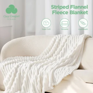 Cozy Comfort White Fleece Throw Blanket for Couch Super Soft Cozy Blankets for Women Girls 50×60 inches