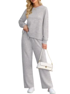 Cueply Lounge Sets for Women 2 Piece Outfits Sweatsuits Set Long Sleeve Wide Leg Pants with Pockets