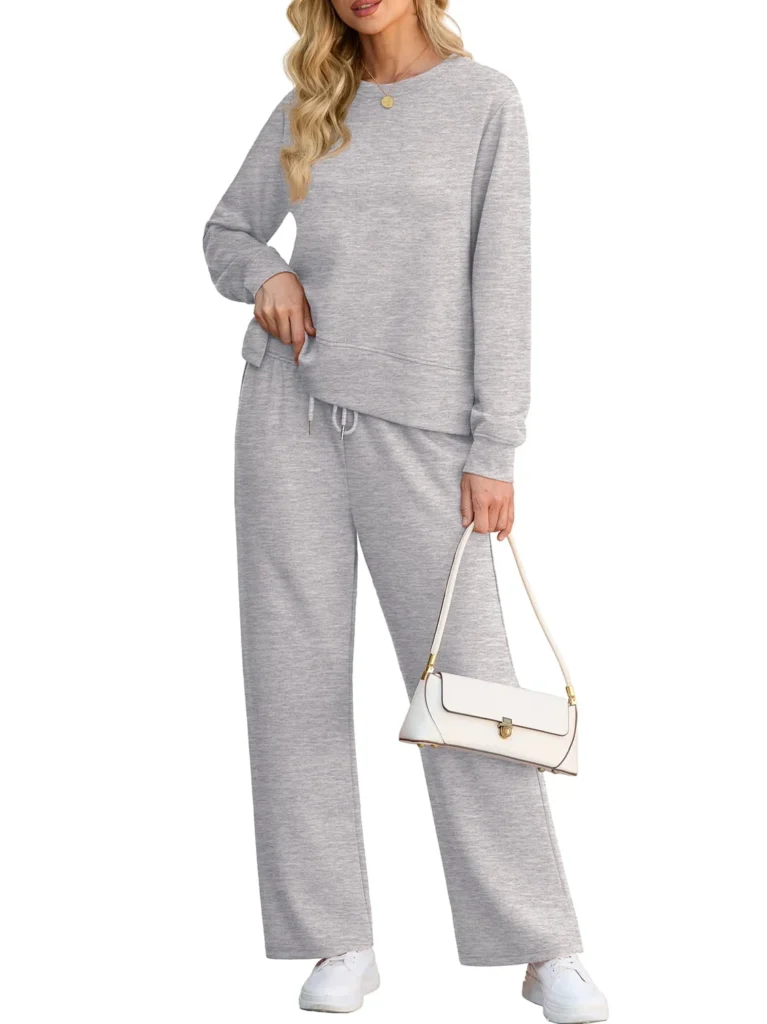 Cueply Long Sleeve Wide Leg Lounge Set – Cozy 2-Piece Outfit — close-up detail of design and finish