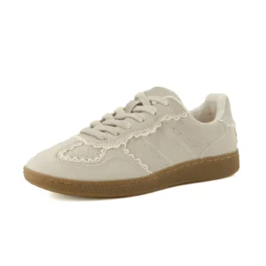 Cushionaire Women s Belinda Lace Detail Casual Sneakers Elegant Ribbon Lace Up Shoes with Memory Foam Wide Widths Available