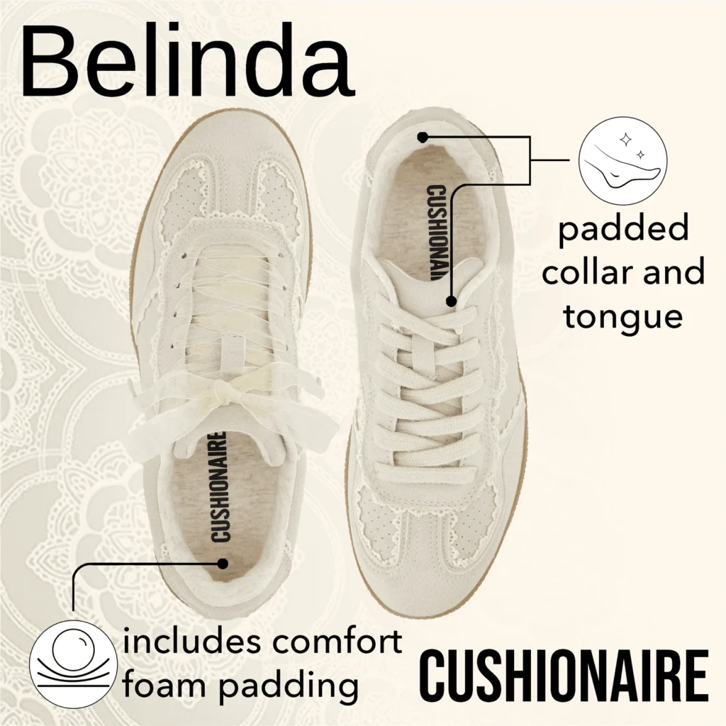 Cushionaire Belinda Lace Casual Sneakers – Memory Foam Comfort & Wide Fit β close-up detail of design and finish