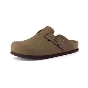 Cushionaire Women s Granola Genuine Suede Cork Footbed Platform Clog with Comfort