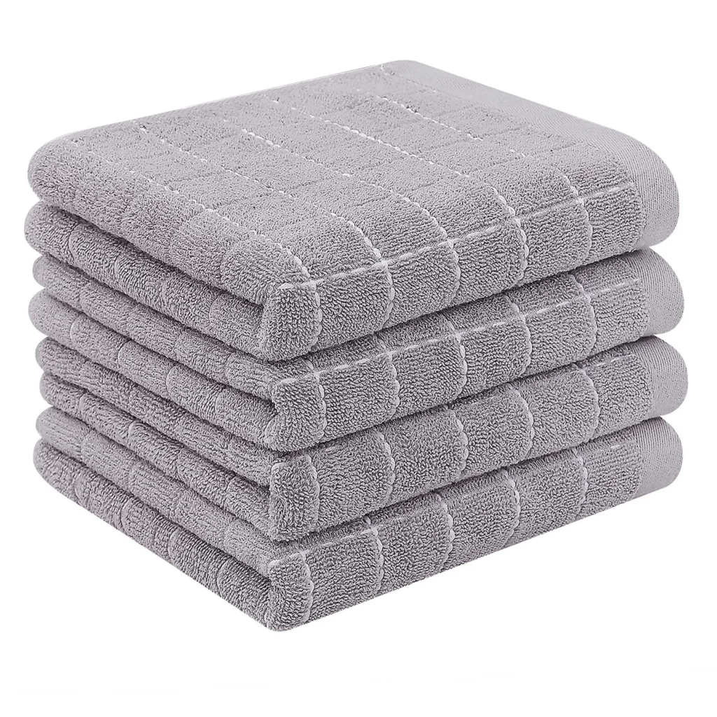 decorUhome 100% Cotton Terry Kitchen Towels – Black Checkered 4-Pack β close-up detail of design and finish