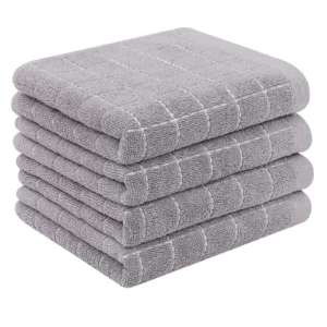 decorUhome 100 Cotton Terry Kitchen Towels Black 13 x 28 inches Checkered Designed Soft and Super Absorbent Dish Towels 4 Pack