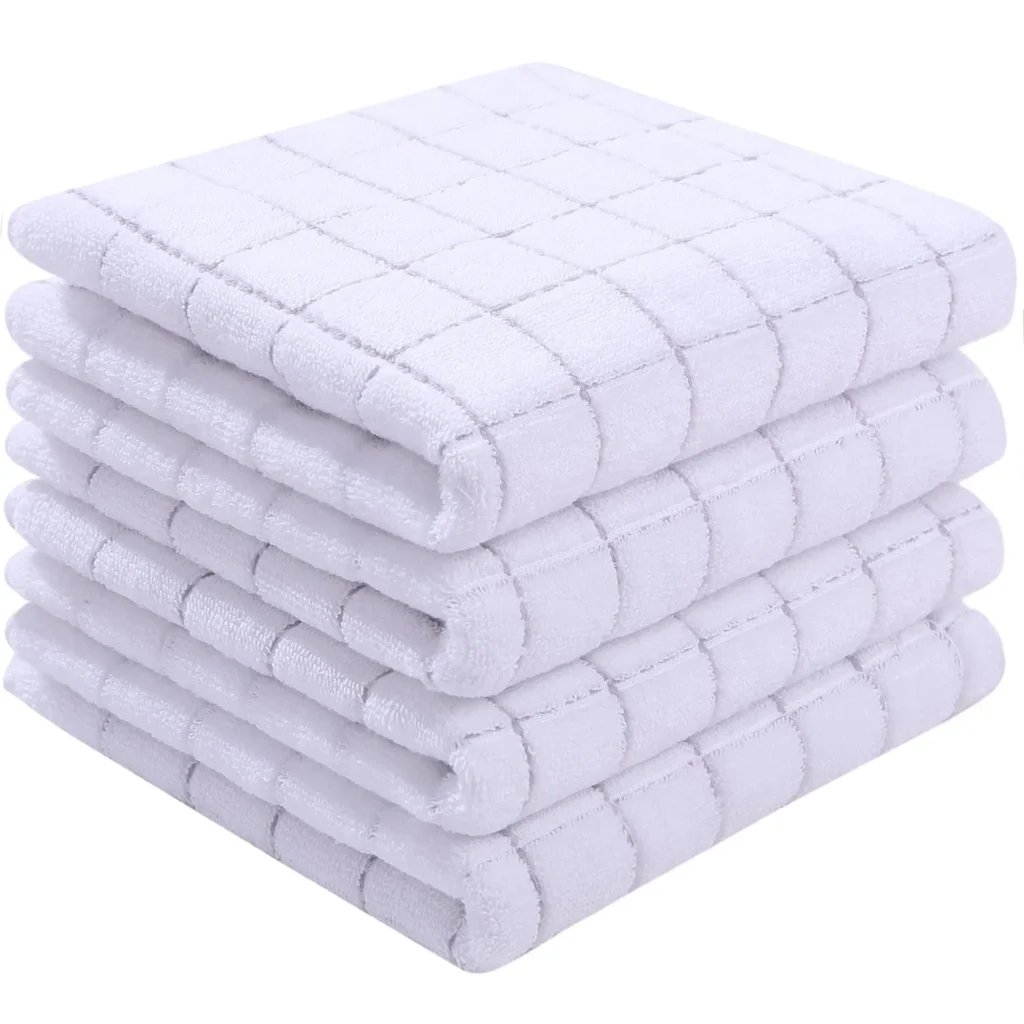 decorUhome 100% Cotton Terry Kitchen Towels – Black Checkered 4-Pack β alternate angle showing full product