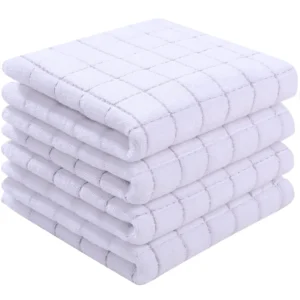 decorUhome 100 Cotton Terry Kitchen Towels Black 13 x 28 inches Checkered Designed Soft and Super Absorbent Dish Towels 4 Pack